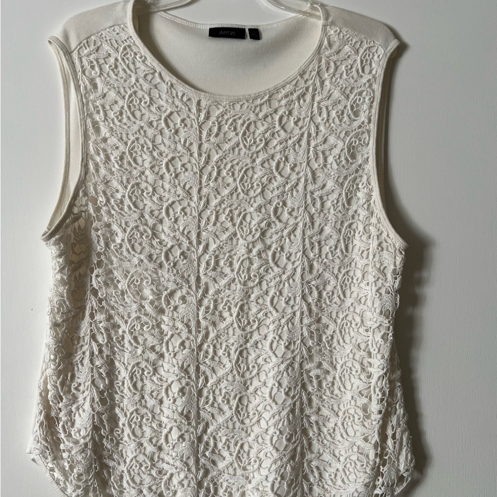 Apt. 9 Cream Lace & Knit Tank Top Sleeveless blouse size XL